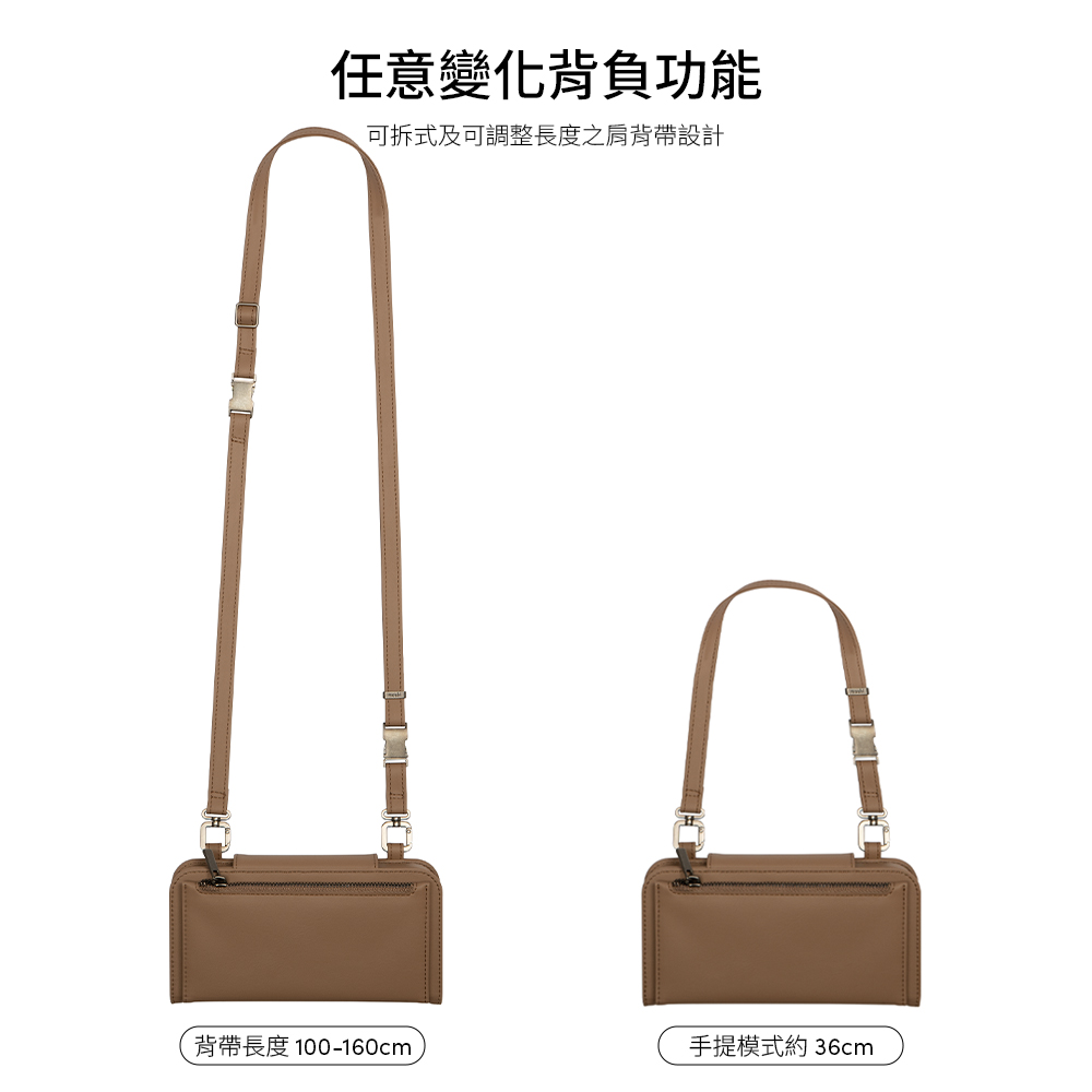 任意變化背負功能可拆式及可調整長度之肩背帶設計背帶長度 100-160cm手提模式約36cm