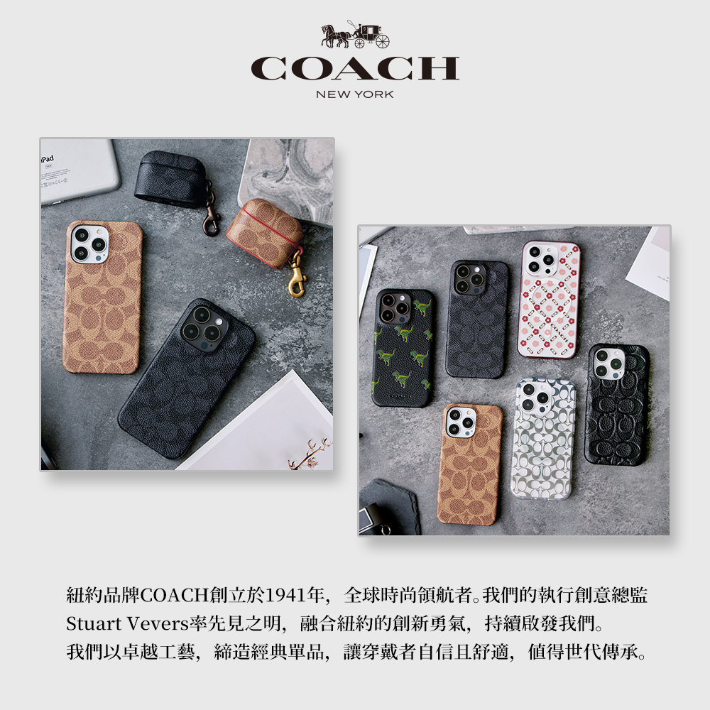COACH iPhone 15/16e Premium Phone Case (Black) Classic Large